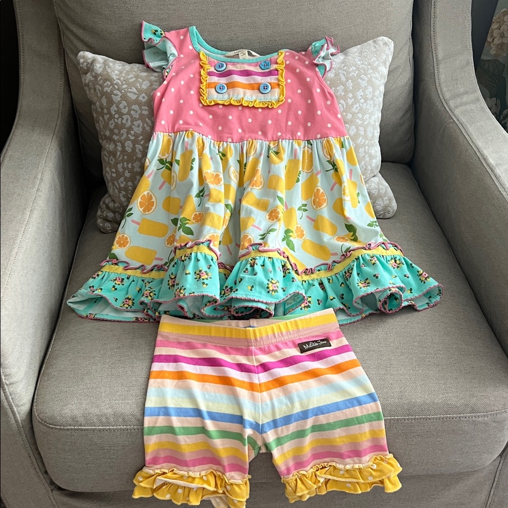 Matilda Jane set includes a "Sweet Popsicle" tunic striped shorties